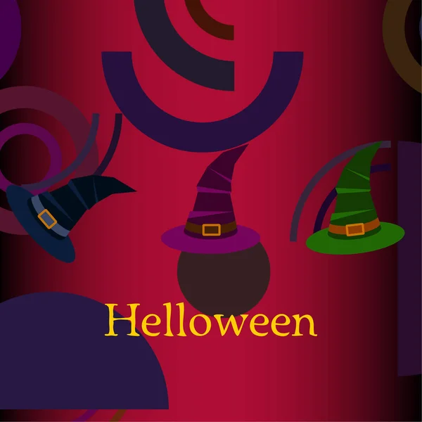 Halloween Fond Avec Chapeaux Sorcière Carte Halloween — Image vectorielle