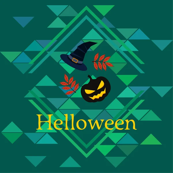 Halloween Calabaza Otoño Hojas Caídas Sombrero Vector Fondo — Archivo Imágenes Vectoriales