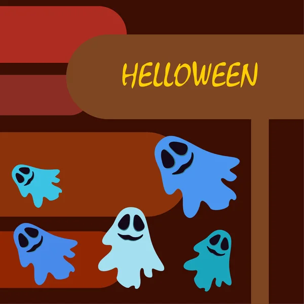 Ilustración Halloween Con Fantasmas Vector Fondo — Archivo Imágenes Vectoriales