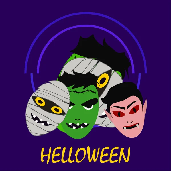 Fondo Halloween Con Monstruos Ilustración Vectorial — Vector de stock