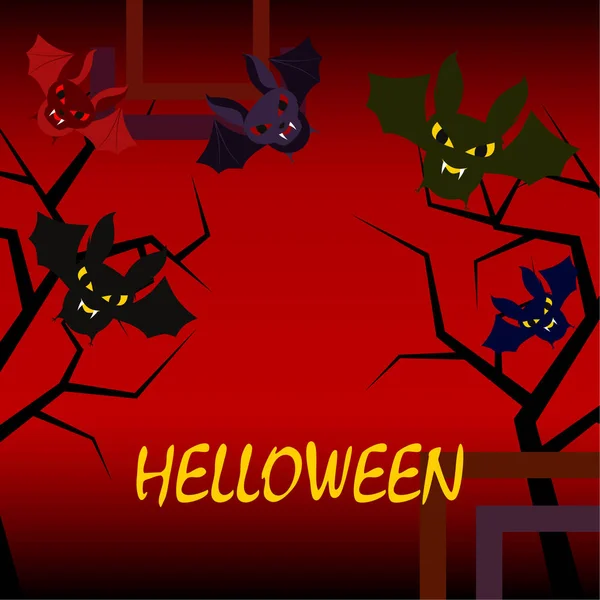 Απόκριες Νυχτερίδες Κόκκινο Φόντο Απόκριες Αφίσα Εικονογράφηση Διάνυσμα — Διανυσματικό Αρχείο
