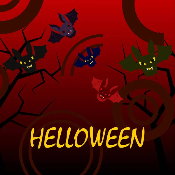 Morcegos Halloween Cartaz Halloween Ilustração Vetorial — Vetor de Stock