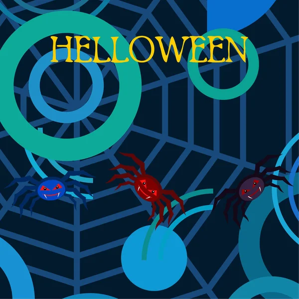 Ilustração Halloween Fundo Vetorial Com Aranhas — Vetor de Stock