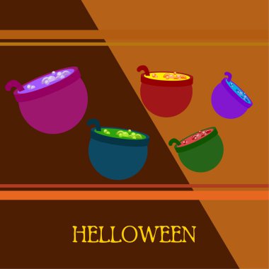 Tencere iksir, Cadılar Bayramı vektör arka plan ile
