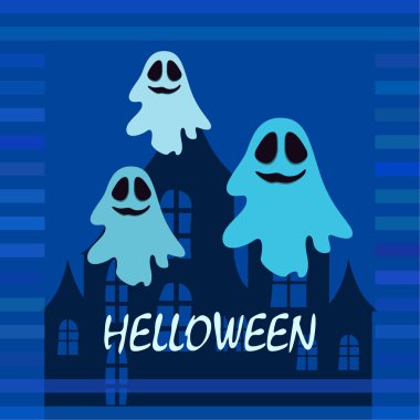 Hayaletlerle cadılar bayramı arkaplanı, vektör illüstrasyonu 