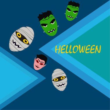 Cadılar Bayramı canavarlar ile arka plan. Vektör çizim. 