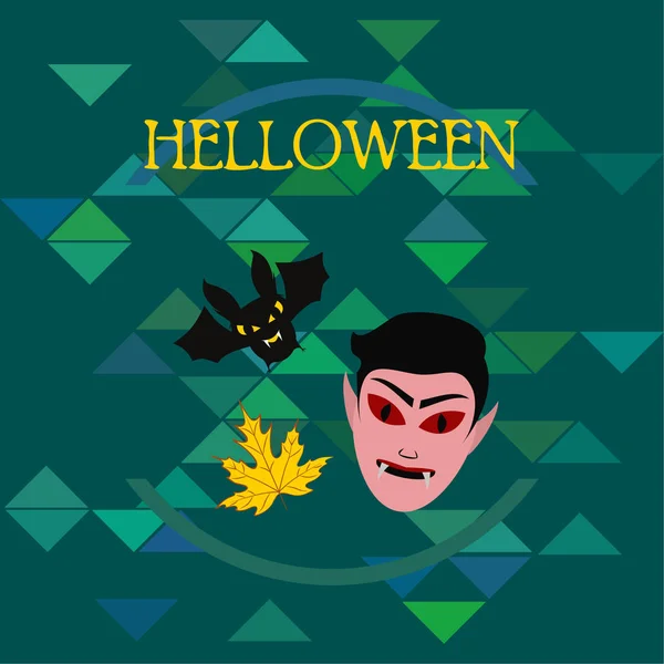Halloween Herbst Herbst Blatt Maske Von Dracula Fledermaus — Stockvektor