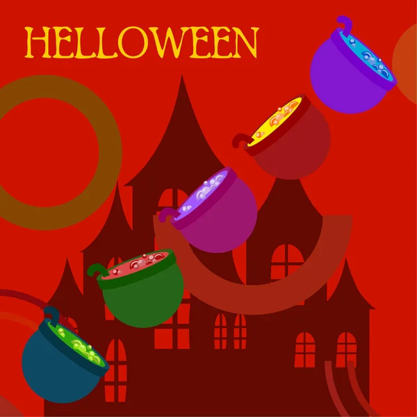 Halloween Garnki Napój Noc Tło Wektor — Wektor stockowy