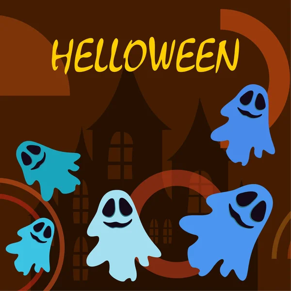 Halloween Illustration Ghosts Vector Background — Stock Vector