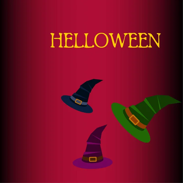 Fondo Halloween Con Sombreros Bruja Tarjeta Halloween — Vector de stock