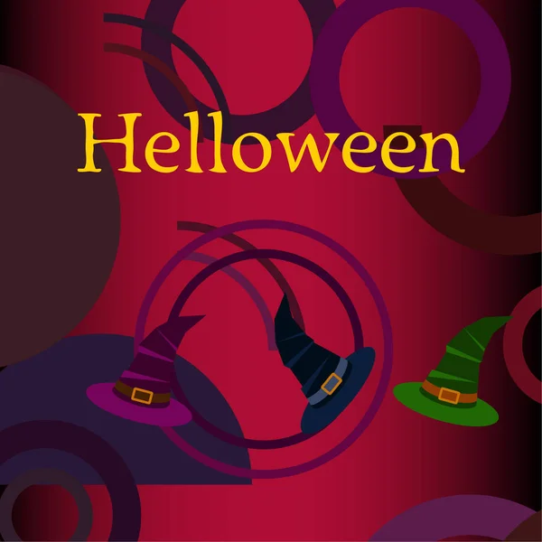 Halloween Hintergrund Mit Hexenhüten Auf Rotem Hintergrund — Stockvektor