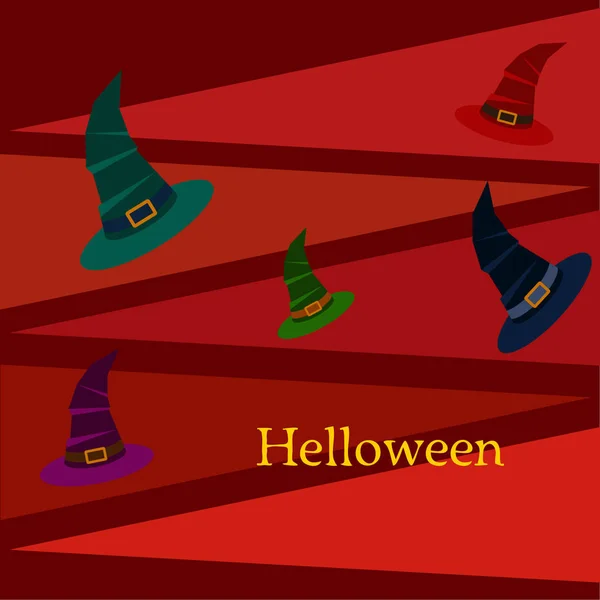 Halloween Čarodějnice Klobouky Červeném Pozadí Pozadí — Stockový vektor