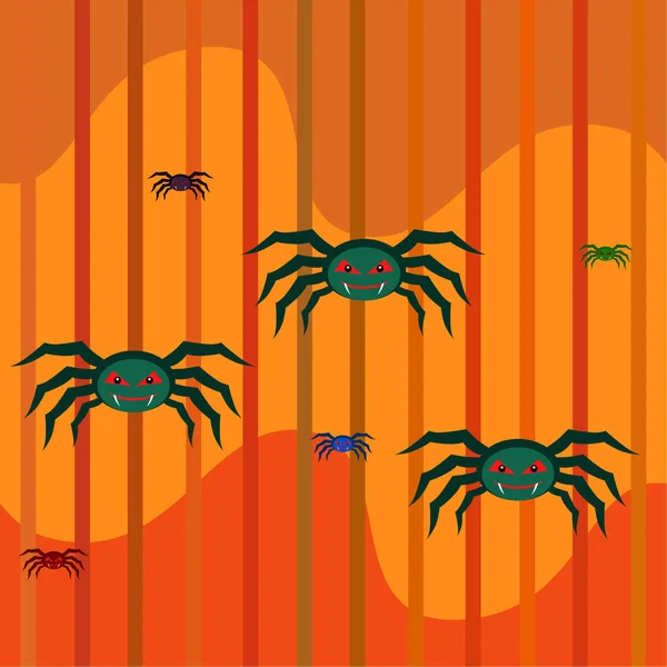 Halloween Illustratie Vector Achtergrond Met Spinnen — Stockvector