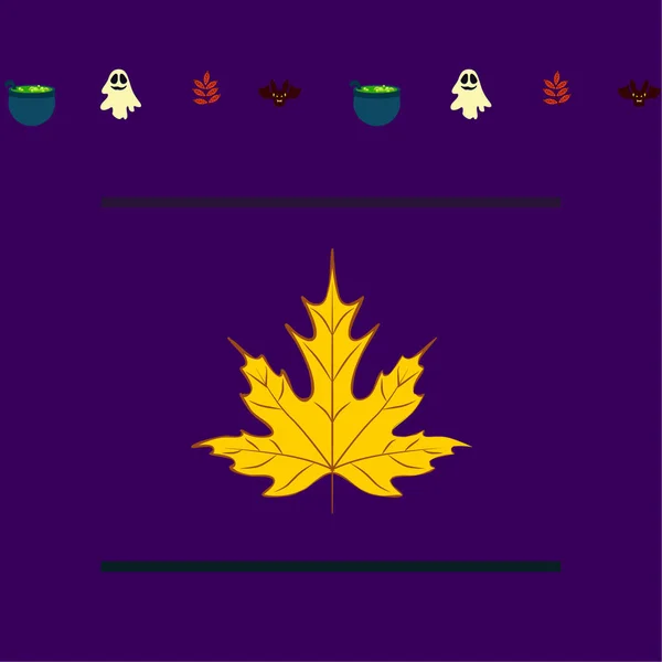 Halloween Fondo Otoño Con Hojas Calderos Murciélagos Fantasmas Vector Fondo — Archivo Imágenes Vectoriales