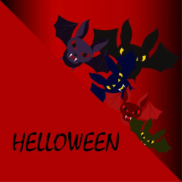 Morcegos Halloween Cartaz Halloween Vector — Vetor de Stock