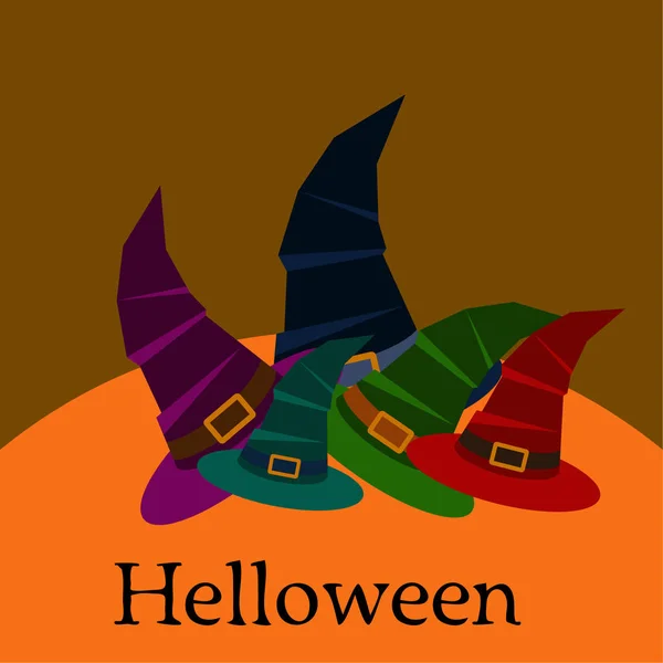 Halloween Vector Achtergrond Met Heks Hoeden — Stockvector