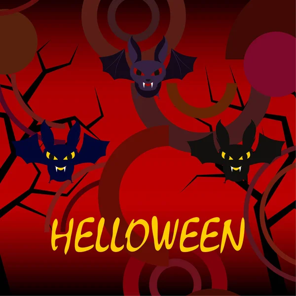 Morcegos Halloween Fundo Vermelho Cartaz Halloween Ilustração Vetorial —  Vetores de Stock