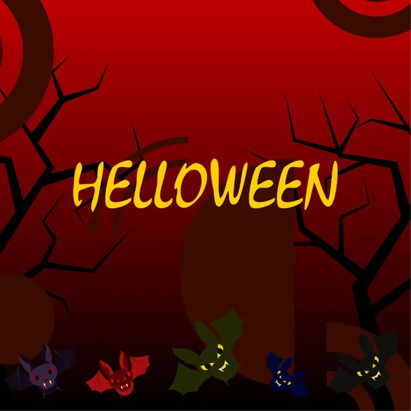 Morcegos Halloween Cartaz Halloween Ilustração Vetorial —  Vetores de Stock