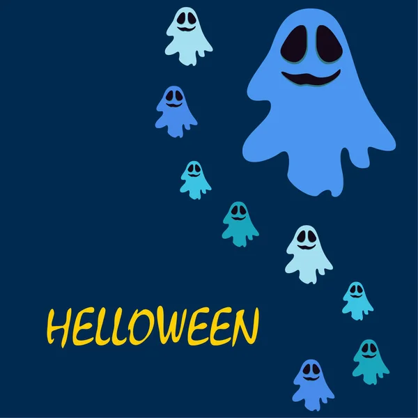 Halloween Vector Fondo Con Fantasmas Ilustración — Archivo Imágenes Vectoriales