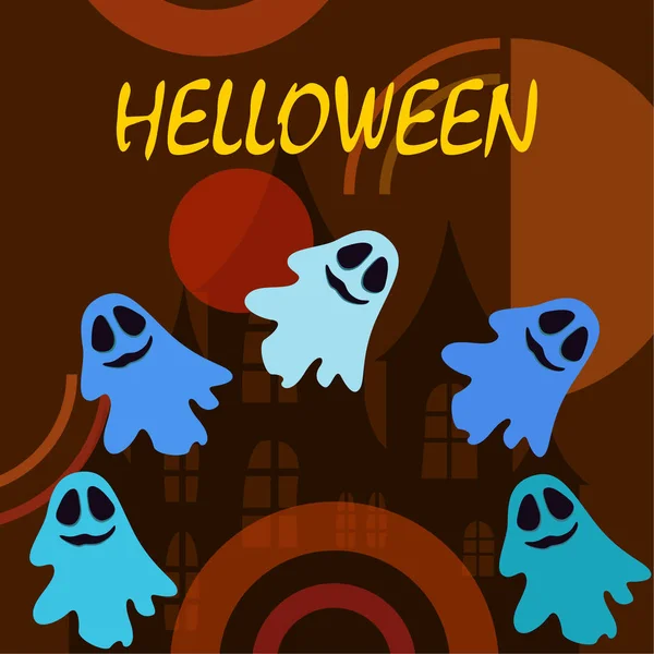 Halloween Illustration Med Spöken Vector Bakgrund — Stock vektor