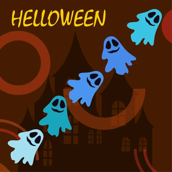 Halloween Illustration Mit Geistern Vektorhintergrund — Stockvektor