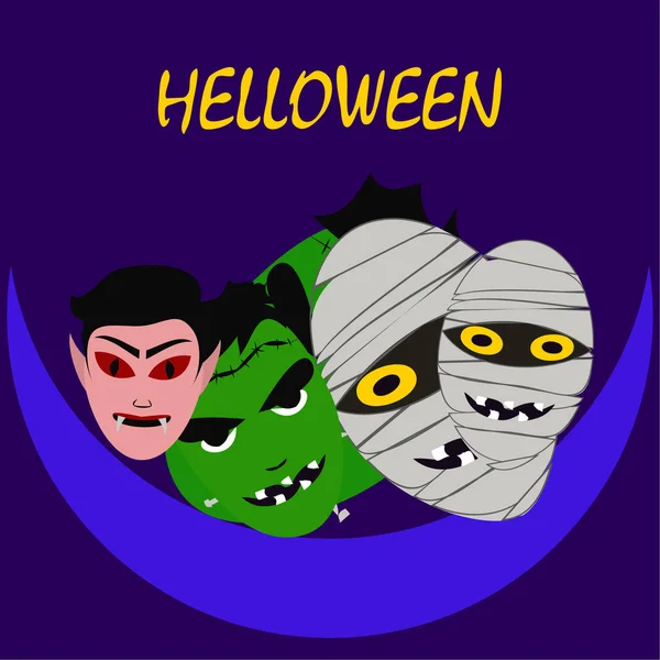 Halloween Achtergrond Met Monsters Vectorillustratie — Stockvector