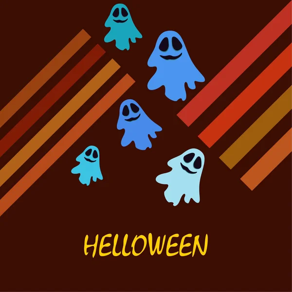 Illustrazione Halloween Con Fantasmi Sfondo Vettore — Vettoriale Stock