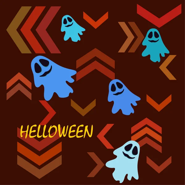 Ilustración Halloween Con Fantasmas Vector Fondo — Vector de stock