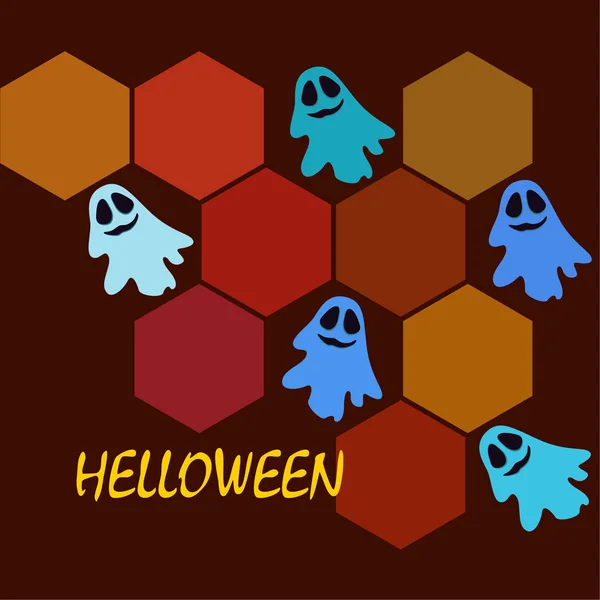 Halloween Illustration Ghosts Vector Background — Stock Vector