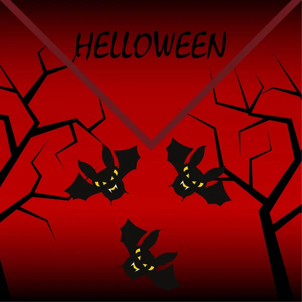 Morcegos Halloween Fundo Vermelho Cartaz Halloween Ilustração Vetorial —  Vetores de Stock