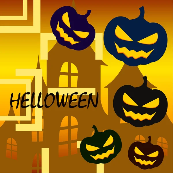 Pozadí Halloween Dům Dýně Vektorové Ilustrace — Stockový vektor
