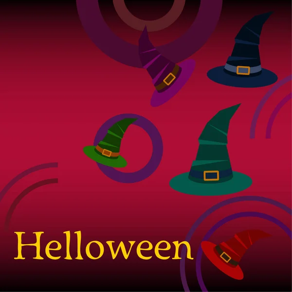 Halloween Fond Avec Chapeaux Sorcière Carte Halloween — Image vectorielle