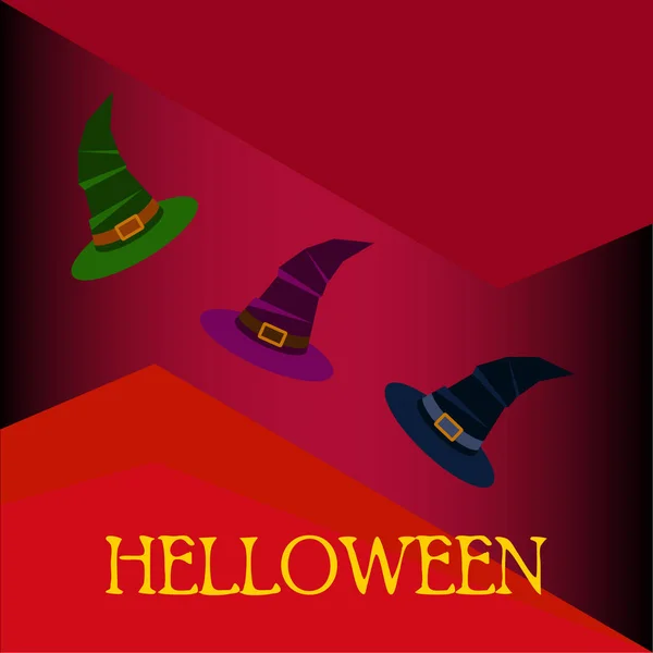 Fondo Halloween Con Sombreros Bruja Tarjeta Halloween — Vector de stock