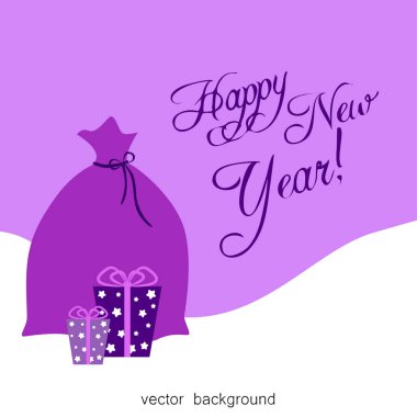  Noel hediyeleri ile tebrik kartı. Vektör çizim.