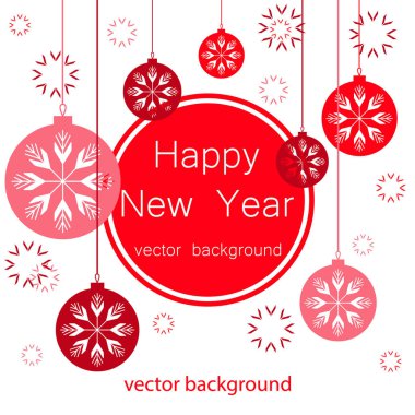Yeni yıl vektör tebrik kartı, tatil arka plan. Noel topları. Noel arka plan