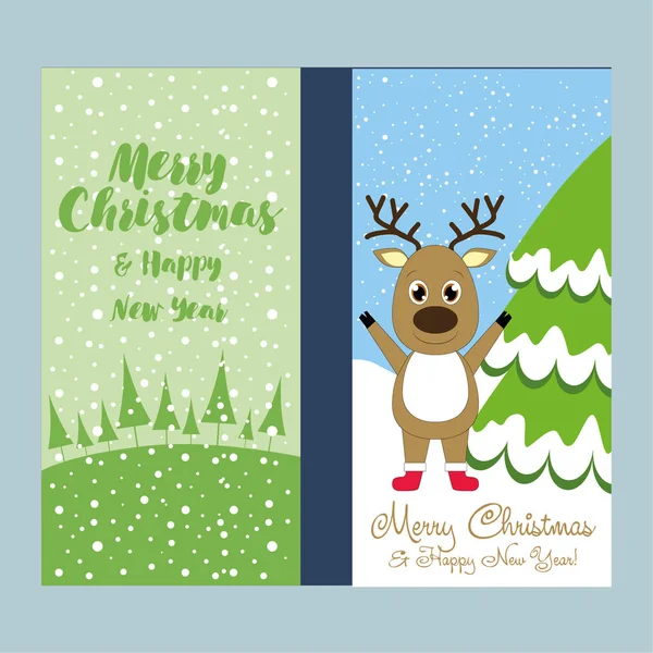 Merry Christmas Happy New Year Greeting Card — Stock Vector