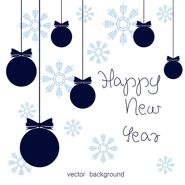 Tarjeta Felicitación Vectorial Año Nuevo Fondo Vacaciones Bolas Navidad Fondo — Archivo Imágenes Vectoriales