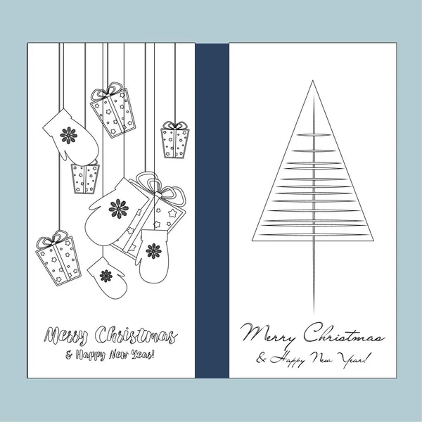 Merry Christmas Happy New Year Greeting Card — Stock Vector