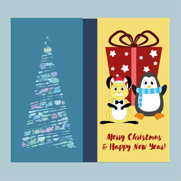 Feliz Natal Feliz Ano Novo Cartão Saudação —  Vetores de Stock