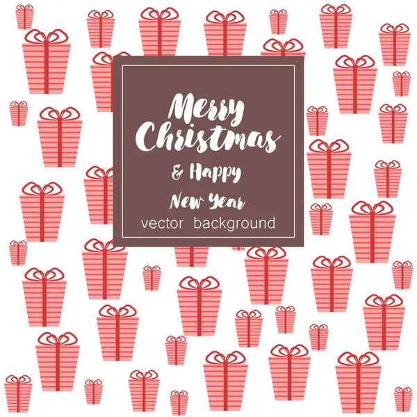 New Year Christmas Greeting Card Gifts Vector Illustration — Stock Vector