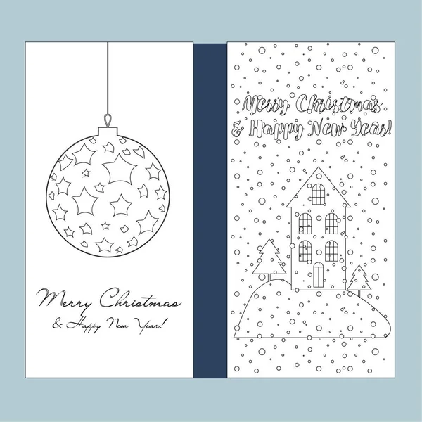 Merry Christmas Happy New Year Greeting Card — Stock Vector