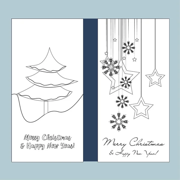 Merry Christmas Happy New Year Greeting Card — Stock Vector