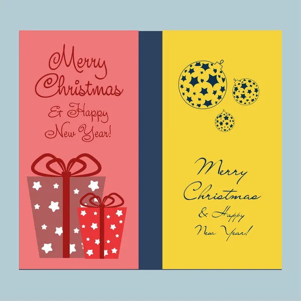 Merry Christmas Happy New Year Greeting Card — Stock Vector