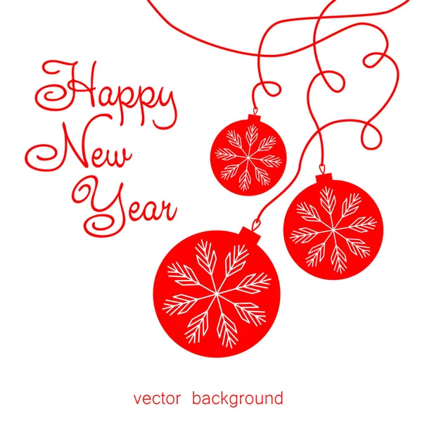 New Year Vector Greeting Card Holiday Background Christmas Balls Christmas — Stock Vector