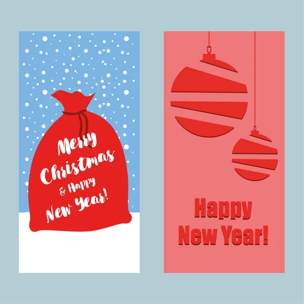 Feliz Navidad Feliz Año Nuevo Tarjeta Felicitación — Vector de stock