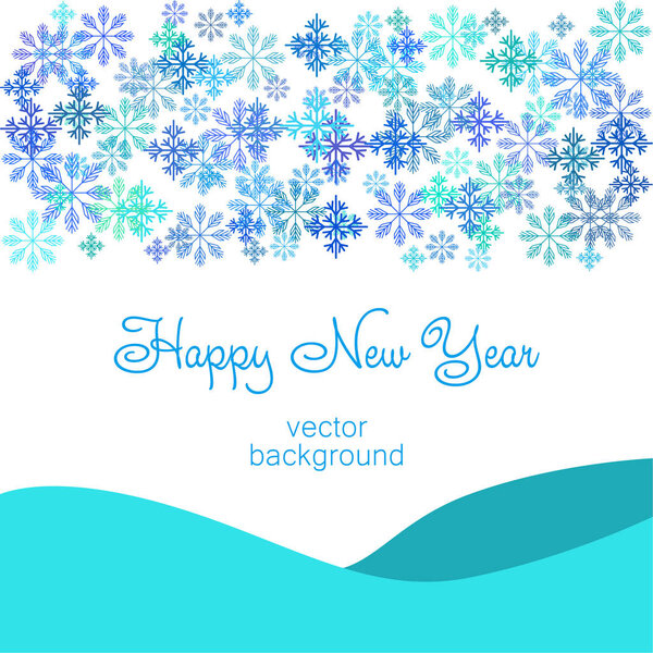 New Year vector greeting card, holiday background with snowflakes.  Christmas, abstract background