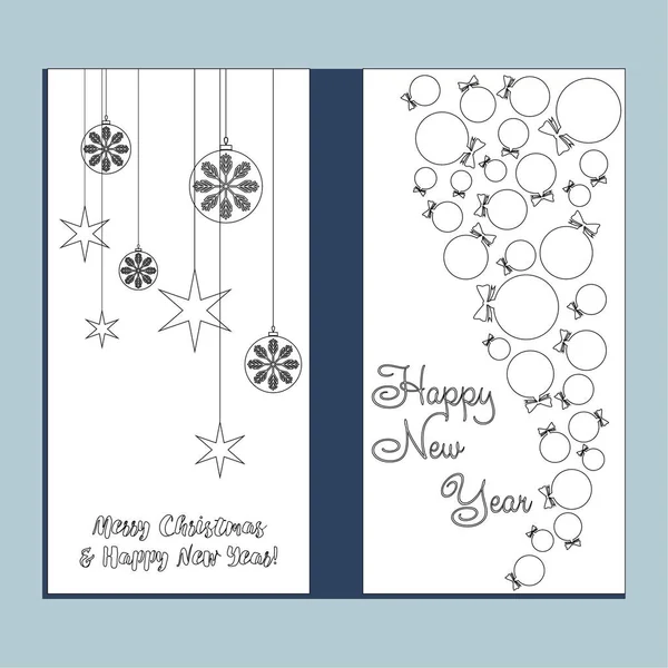 Merry Christmas Happy New Year Greeting Card — Stock Vector