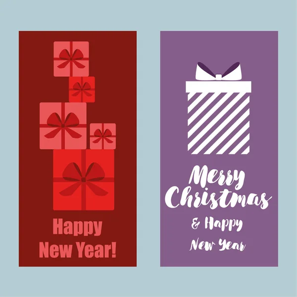 Feliz Navidad Feliz Año Nuevo Tarjeta Felicitación — Vector de stock