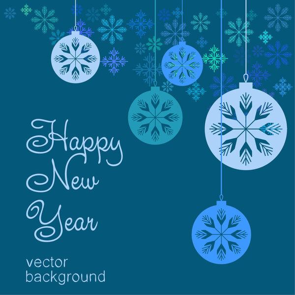 New Year vector greeting card, holiday background. Christmas balls.  Christmas  abstract background