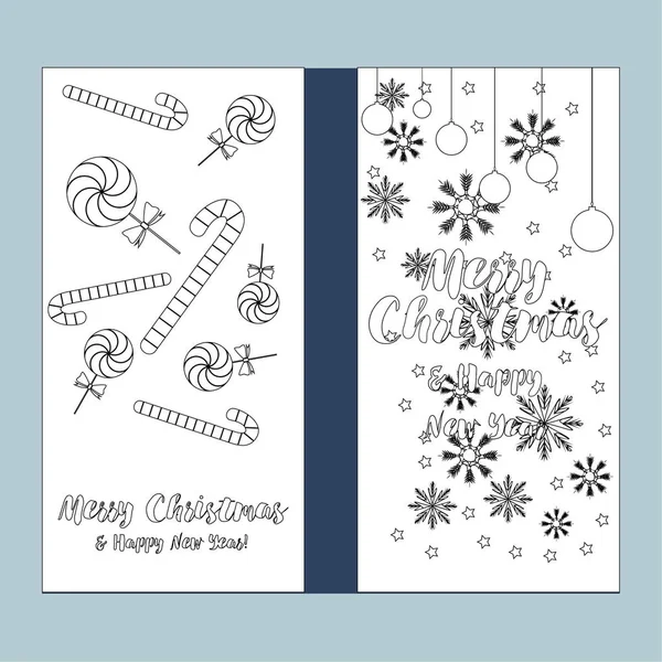 Merry Christmas Happy New Year Greeting Card — Stock Vector